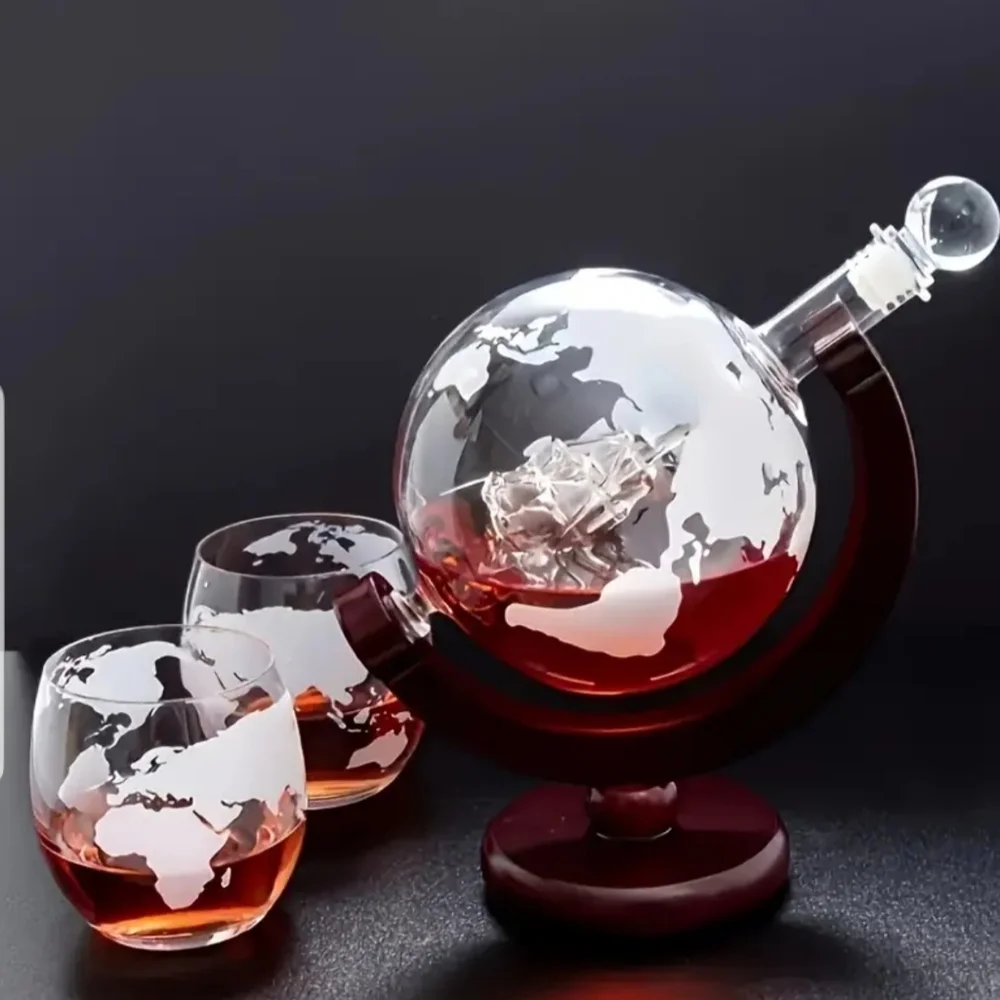- 3pc Globe Wine Decanter Set